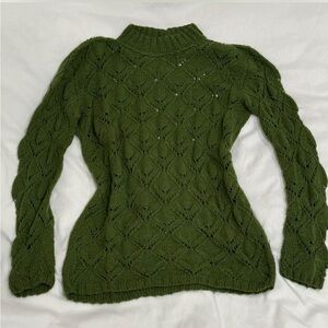 Green Cable Knit Women's Sweater